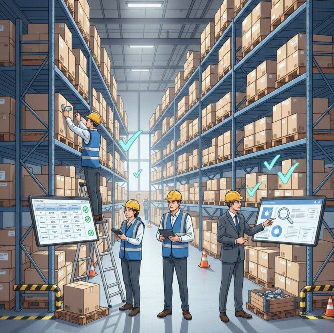 Stock inventory being verified during an audit to ensure accurate inventory records